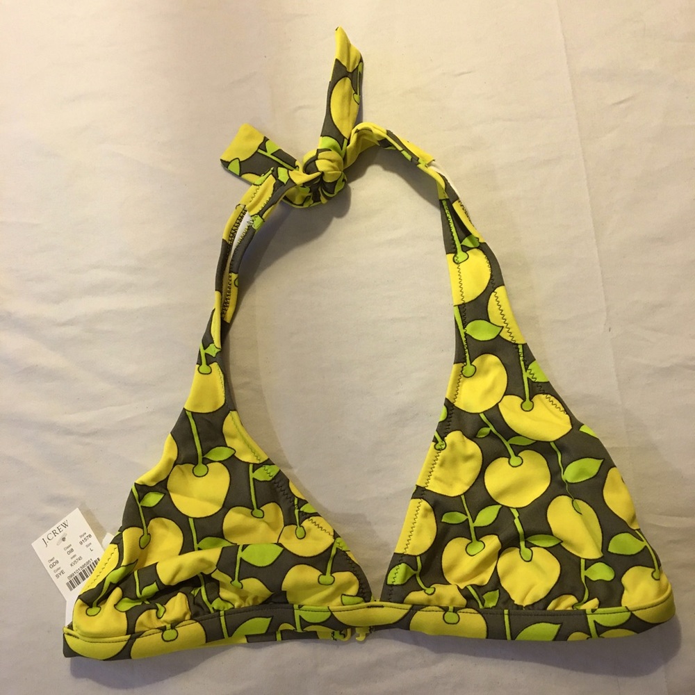 NWT yellow apple bikini top by J Crew szL